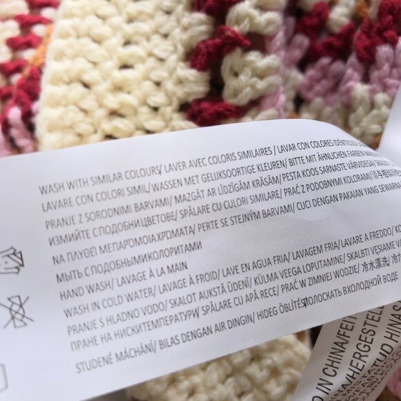 MinkPink Norah Crochet Sweater Womens XS Cream Pink Red Crew Neck Long Sleeve - Picture 7 of 11